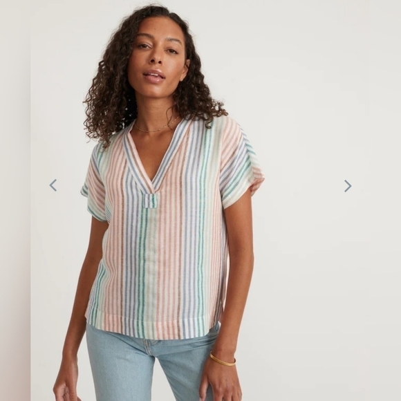 Marine Layer Tops - Marine layer Bali Tunic in Rainbow Stripe